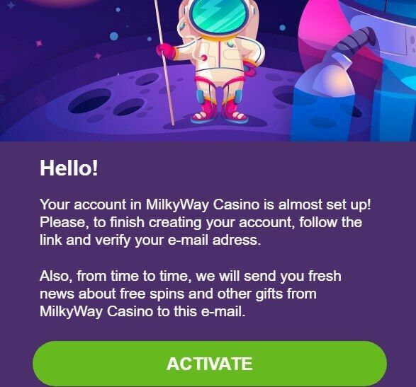 Aktywacja konta w MilkyWay Casino